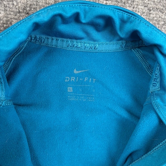 NIKE PRO Women’s Blue Dri-Fit 1/4 Zip Long Sleeve Fleece lined Pullover Large - Picture 3 of 8